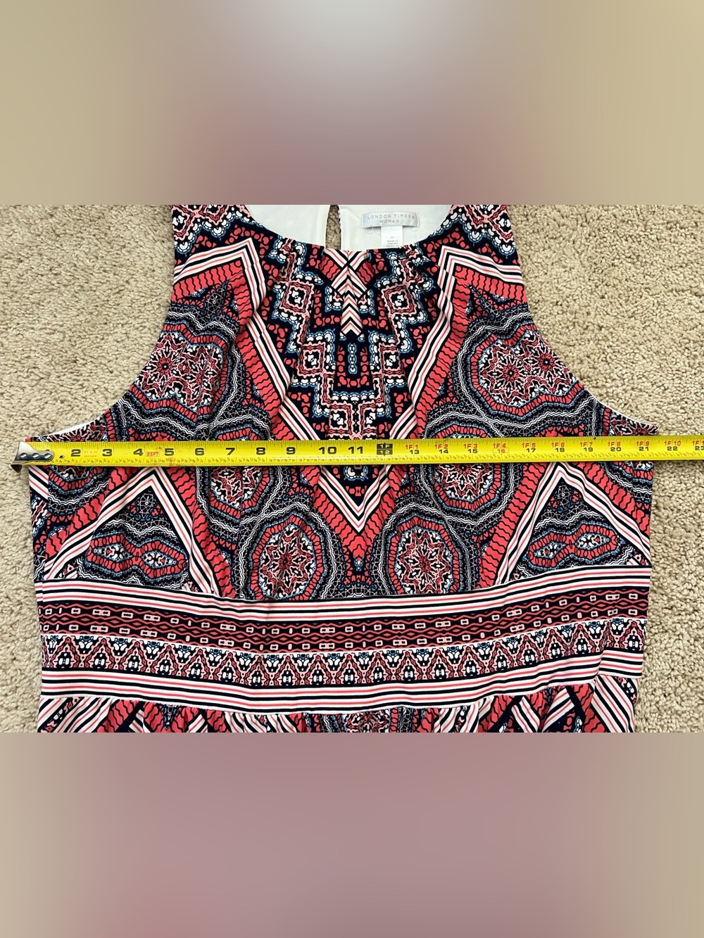 Boho Geometric Maxi Dress 2XL Flowy Vacation Resort Summer Plus Size - Picture 4 of 5